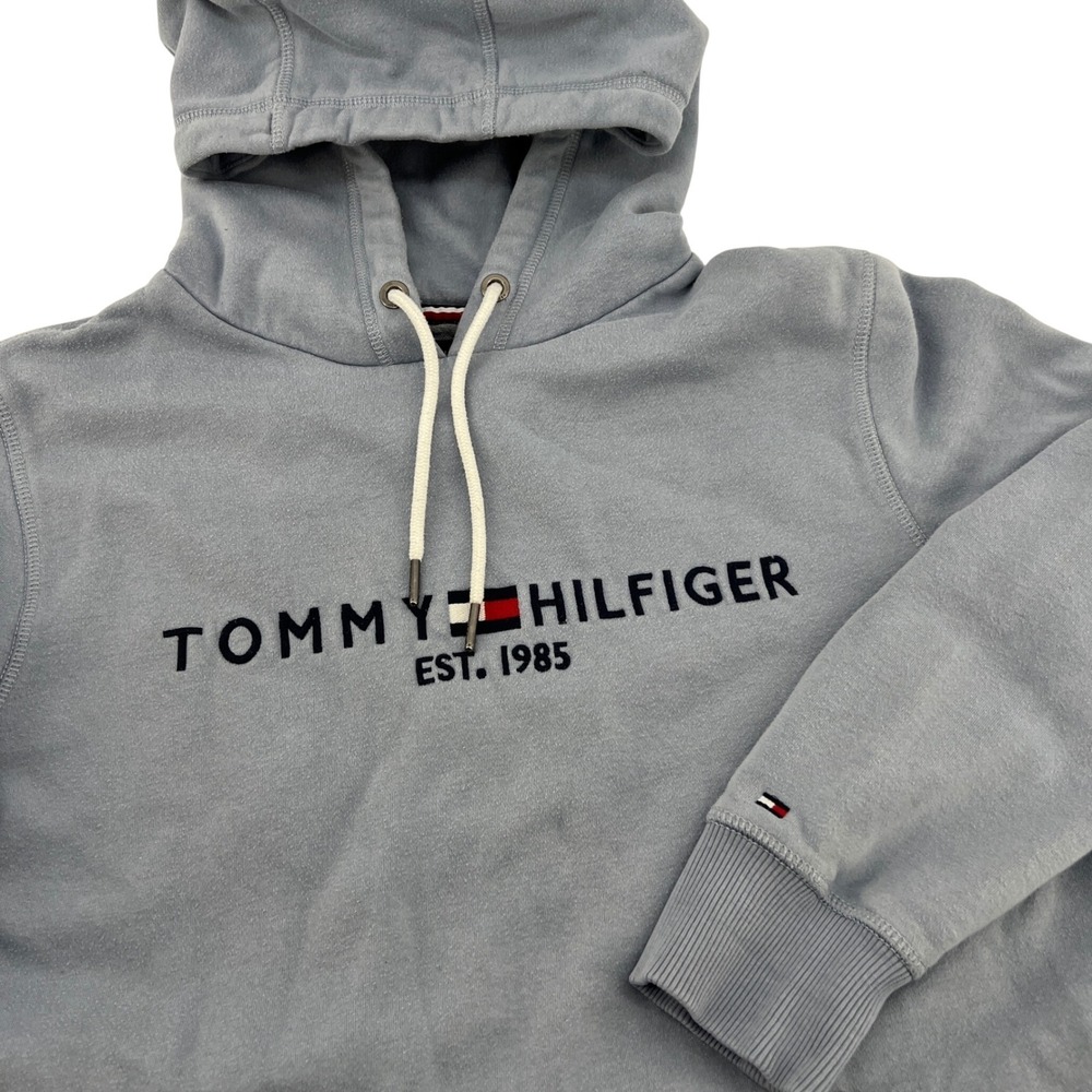 Tommy Hilfiger Womens Blue Embroidered‎ Logo Hoodie Sweatshirt Medium